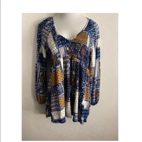🆕Melloday Boho Patchwork Tunic Top M🆕 - Picture 2 of 10